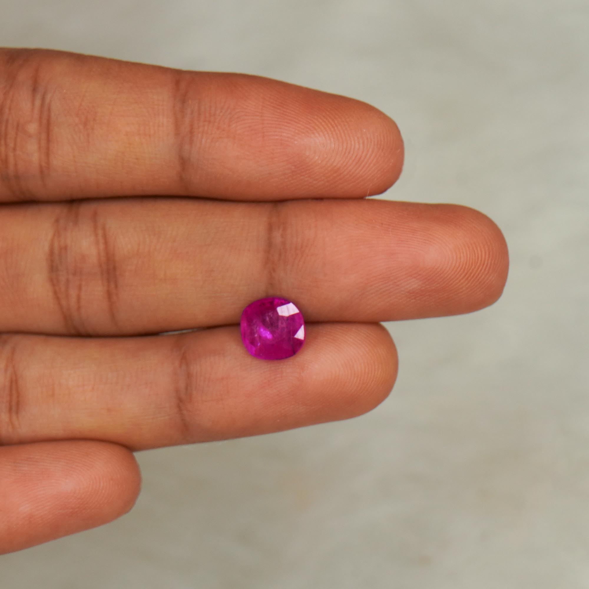 Natural Ruby (Manik) 1.63 Ct, Cushion, Burma – IGTL Certified – front view thumbnail